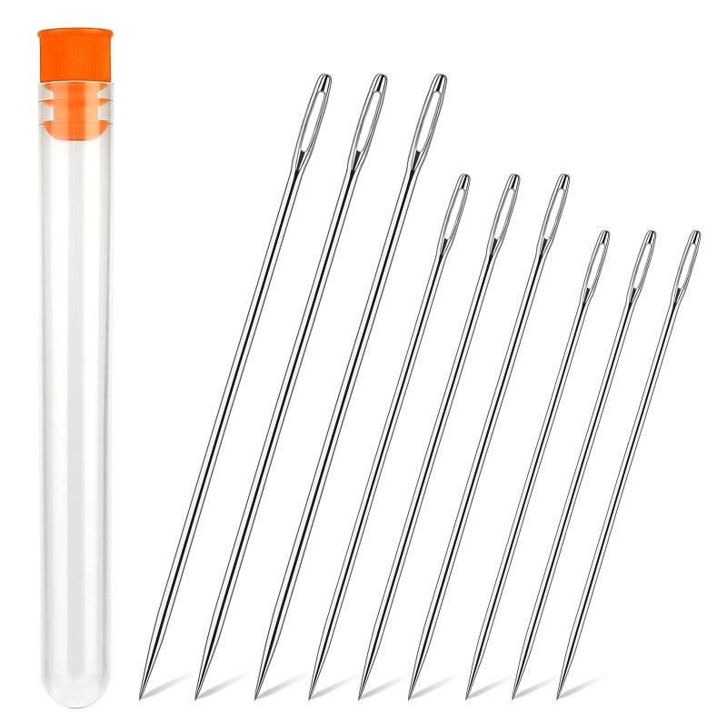 WONVOC Long Sewing Needles, 9 Pcs & 3 Sizes-4.9/5.9/6.9'' Stitching Needles, Hand Sewing Needles for Stitching and Crafting Projects, Carpet, Cushion, Curtain - Image 1